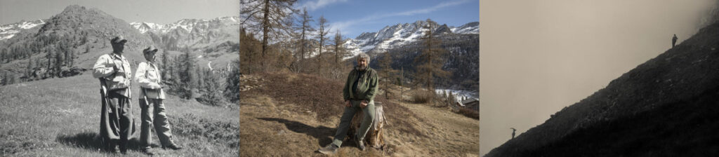 La mia montagna non c’è più - Guardiaparchi (1957) e turista con stambecco (1963) a Ceresole Reale. Immagini prese dall’archivio fotografico del Parco Nazionale del Gran Paradiso. 